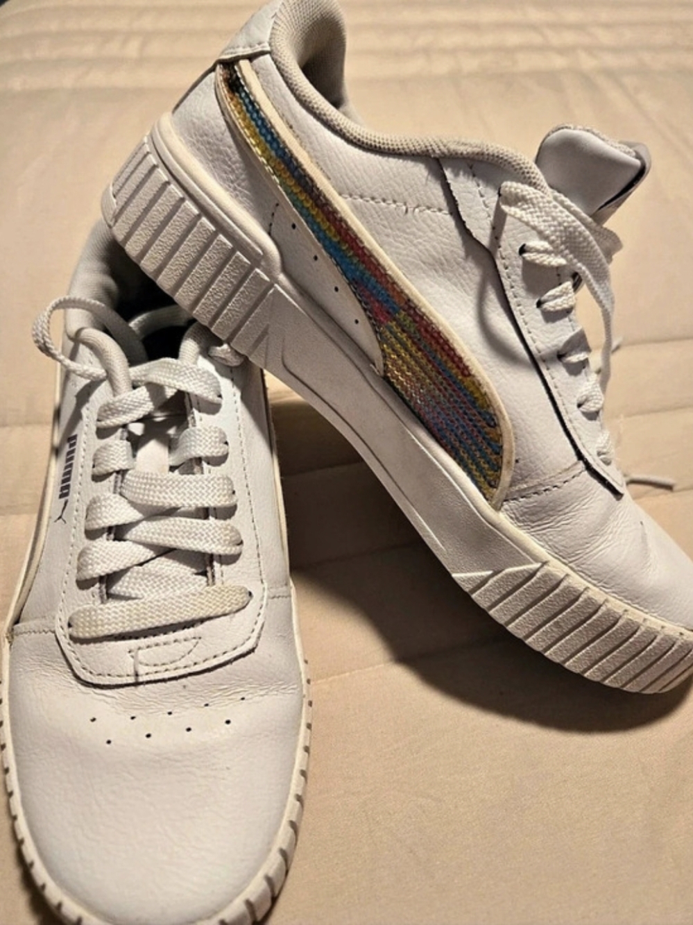 Puma Carina 2.0 Sequins Women's White Sneakers US 5